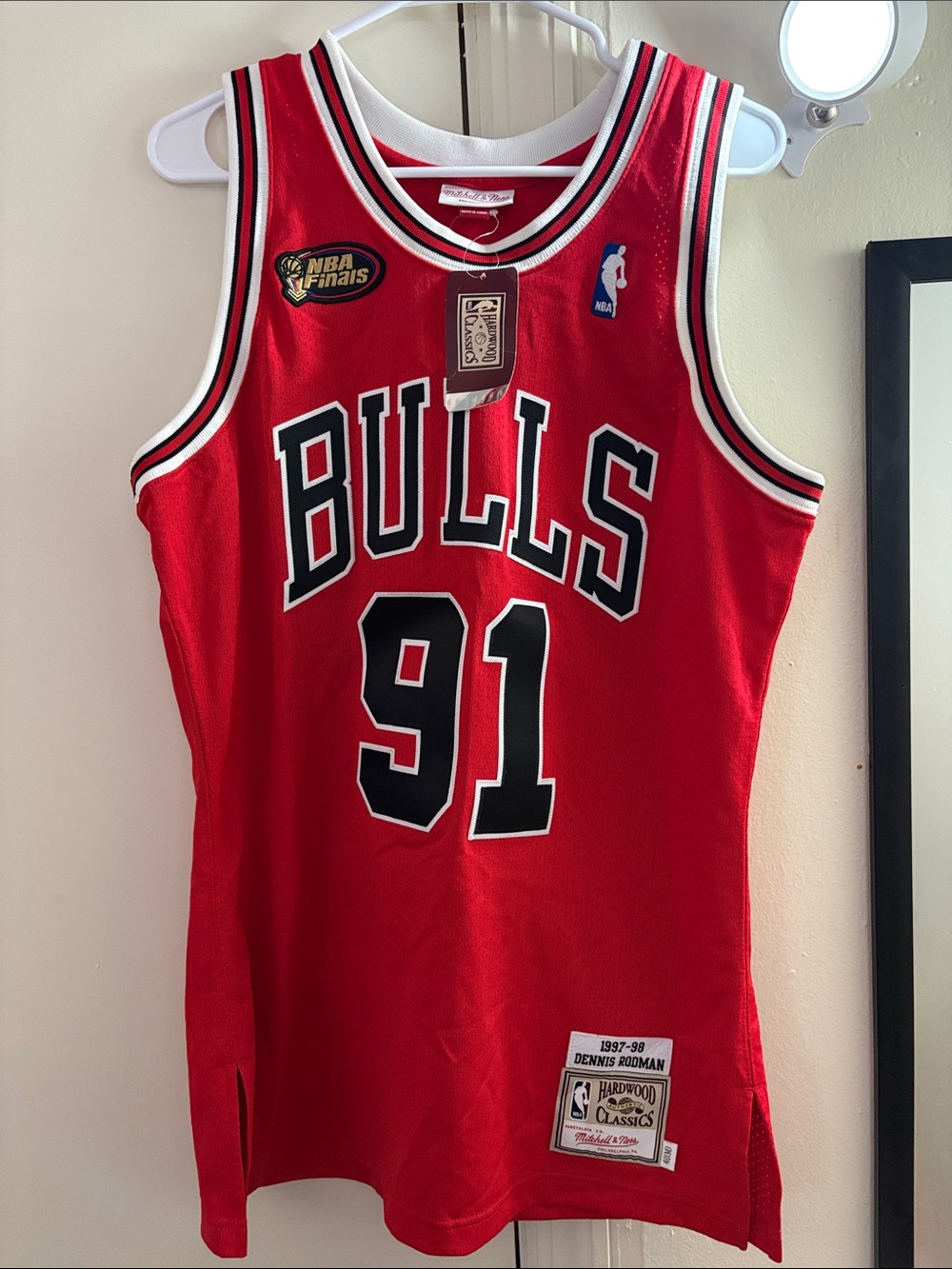 Mitchell & Ness Chicago Bulls Red #91 Authentic Rodman Hardwood Classics Jersey